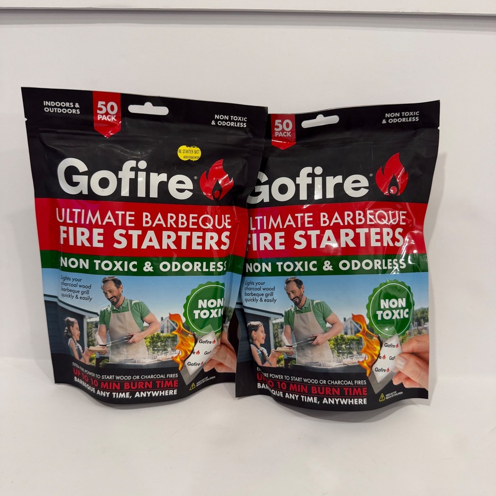 Gofire Ultimate Barbeque Fire Starters 50 Pack Non Toxic Odorless 2 Pack 100